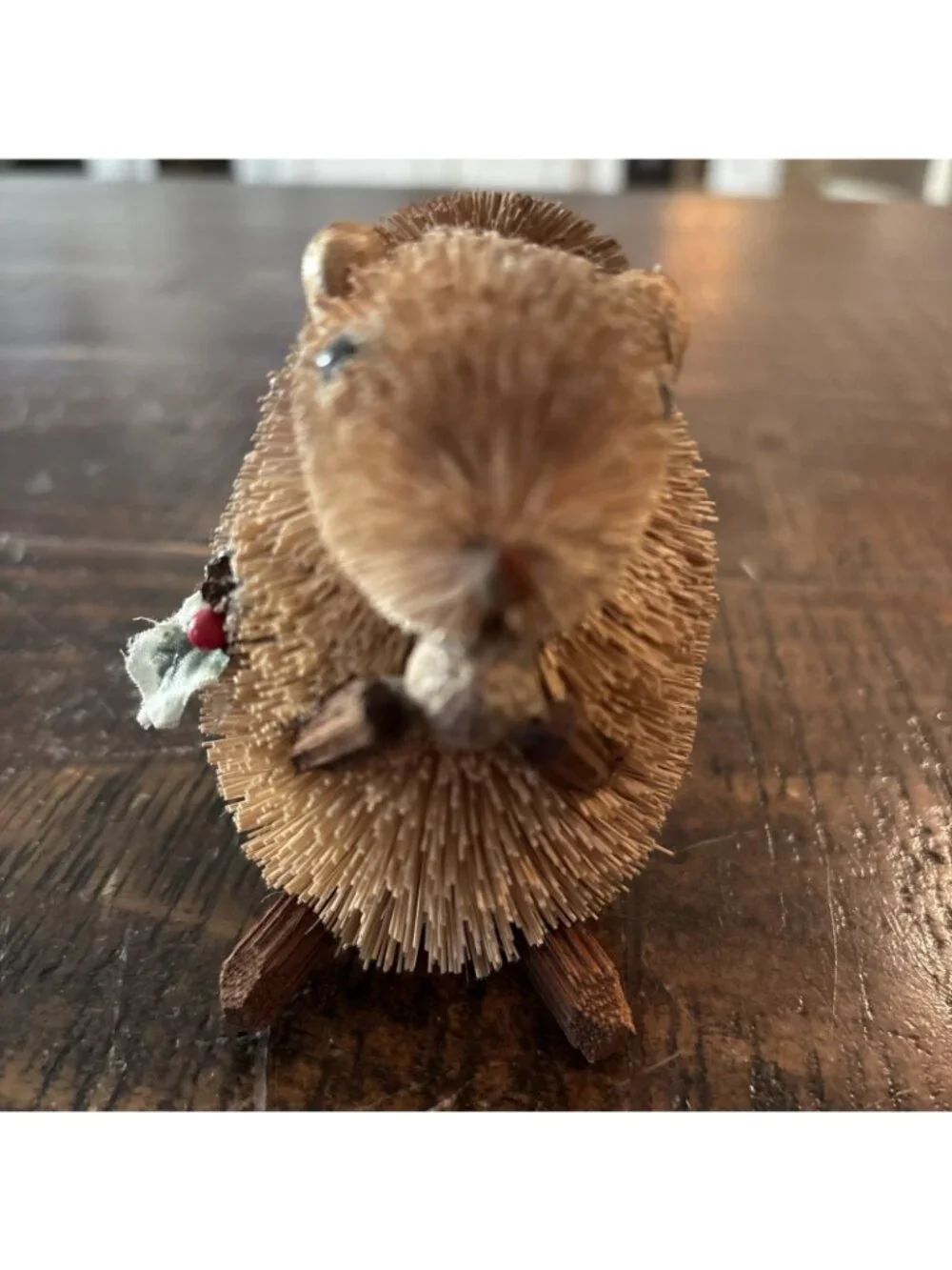 Bristle Bottle Brush Squirrel Holding Nut Christmas Holiday Ornament Brown 4”